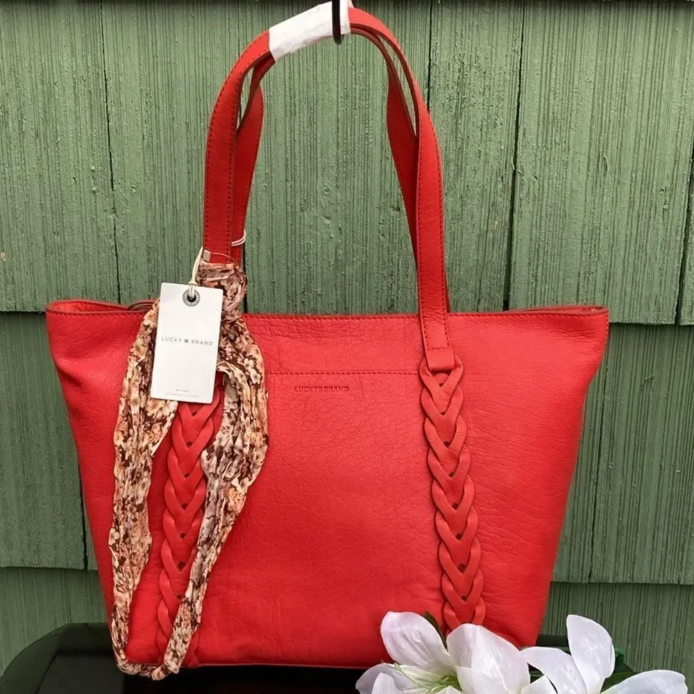 Lucky Brand Ella Leather Bohemian Tote Shoulder Bag Purse